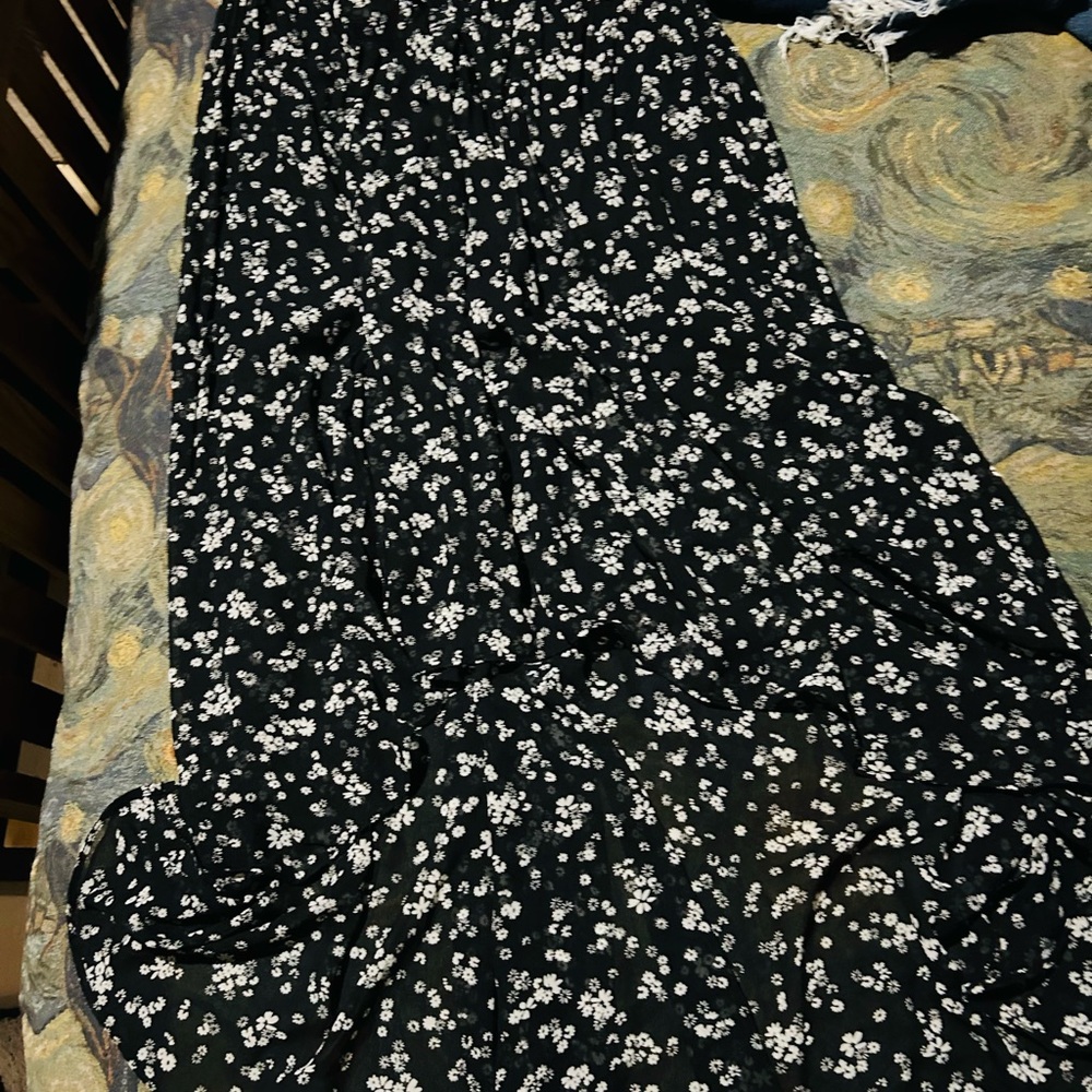 Floral Black High Low Skirt